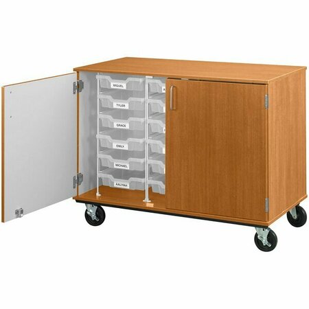 I.D. SYSTEMS 36'' Tall Light Oak Mobile Storage Cabinet with 18 3'' Bins 80243F36024 538243F36024